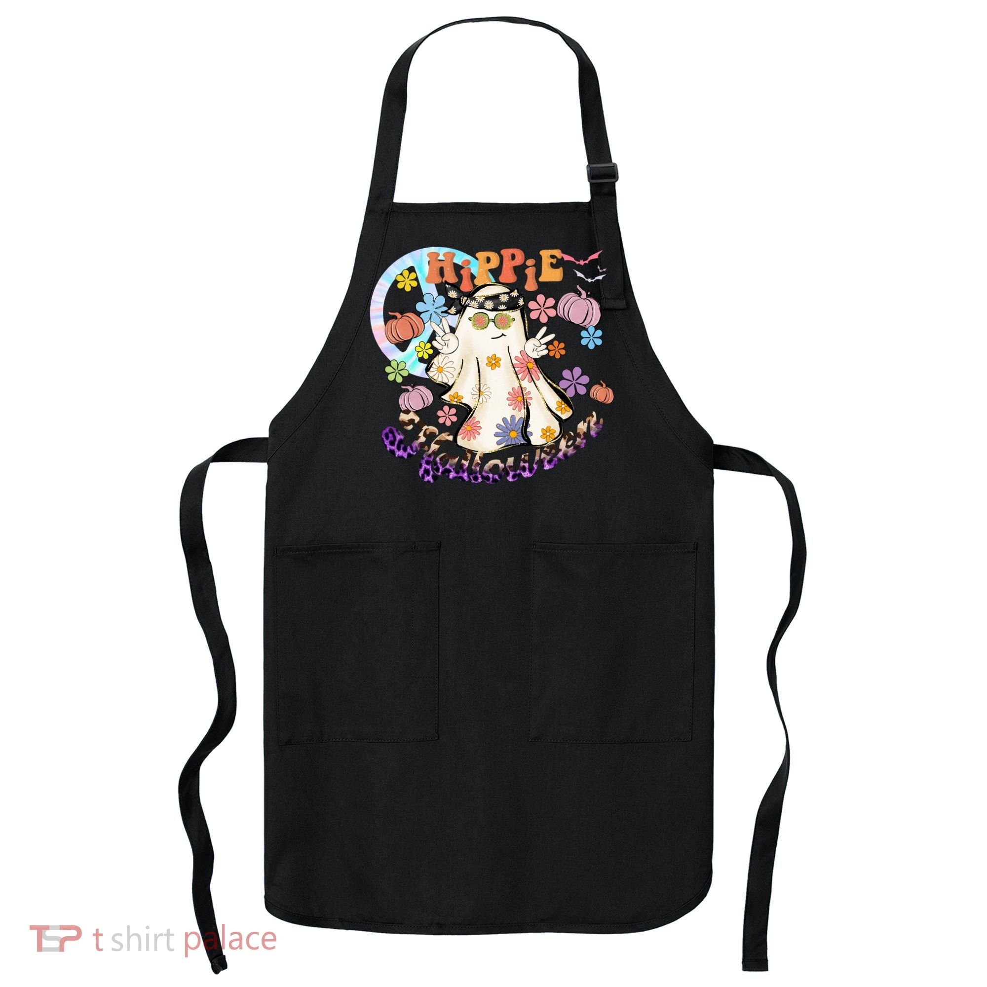 Hippie Halloween Spooky Floral Graphic Best Funny Halloween Shirts Apron
