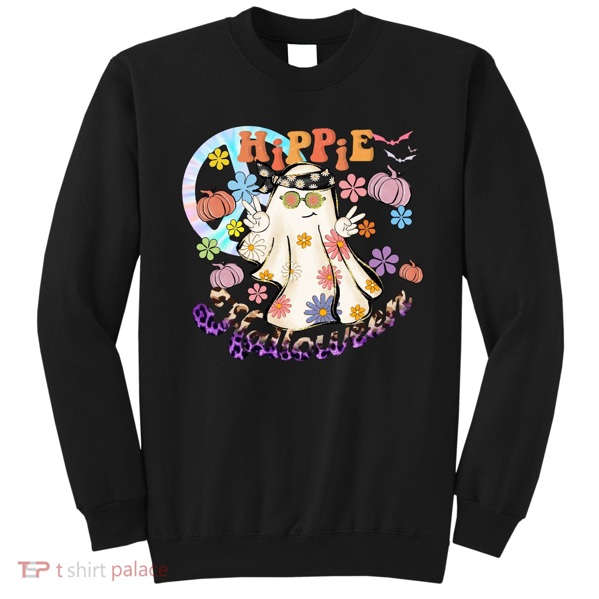 Hippie Halloween Spooky Floral Graphic Best Funny Halloween Shirts Sweatshirt