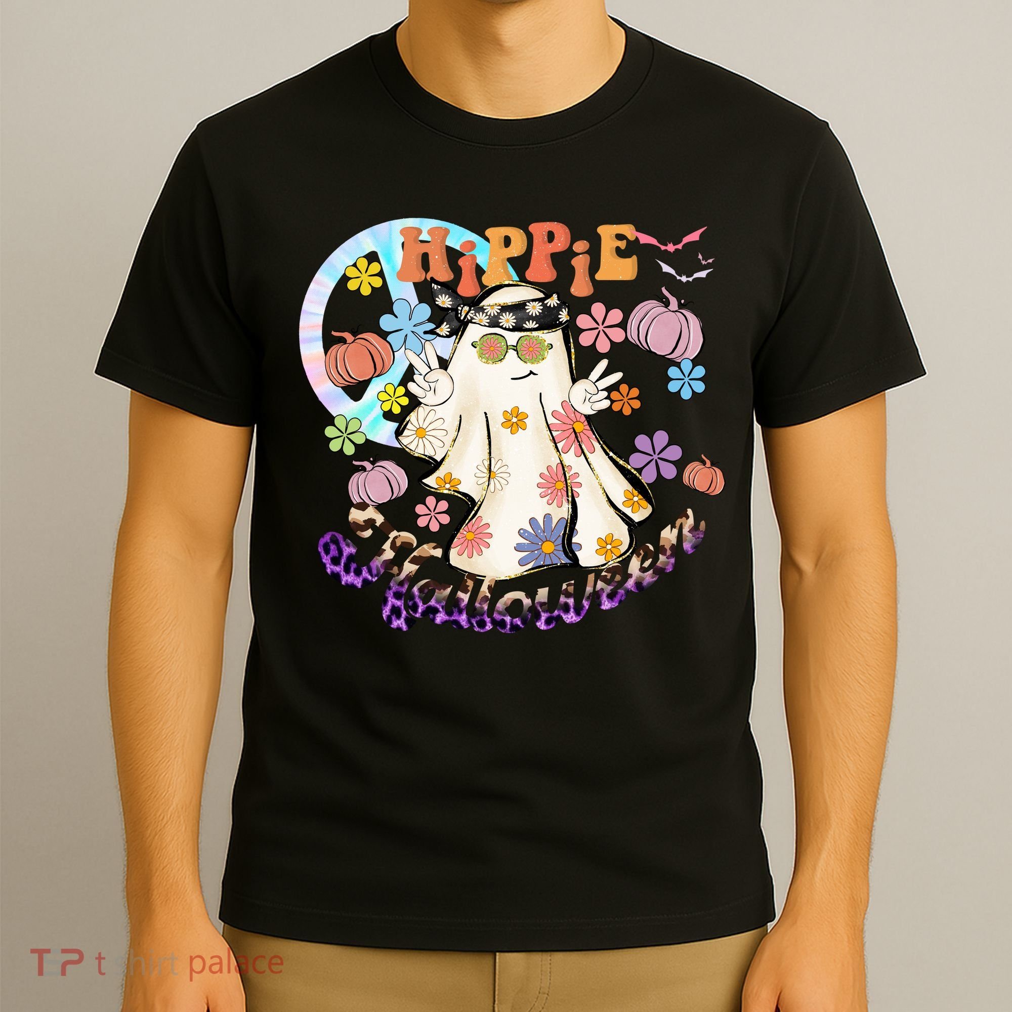 Hippie Halloween Spooky Floral Graphic Best Funny Halloween Shirts T-Shirt