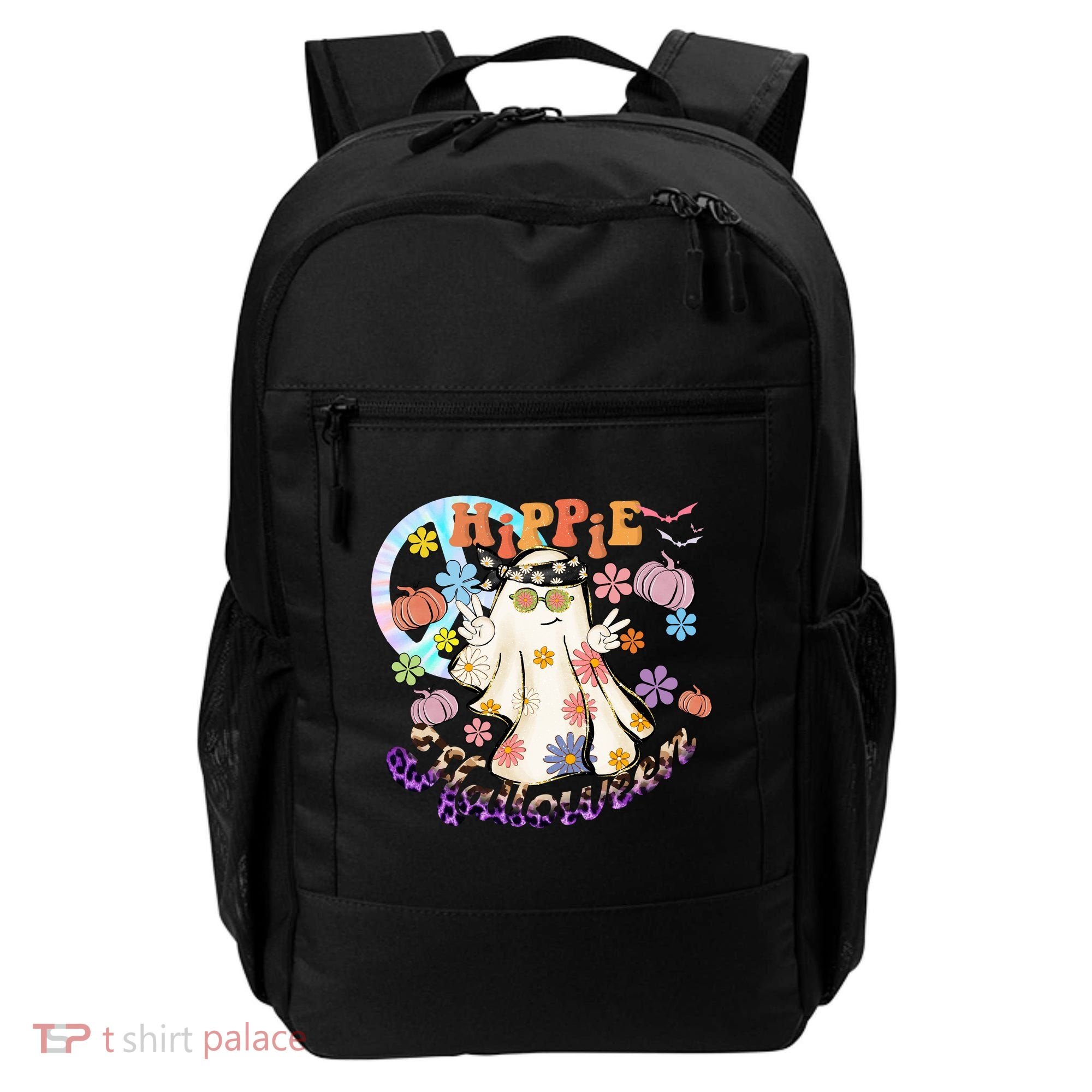 Hippie Halloween Spooky Floral Graphic Best Funny Halloween Shirts Backpack