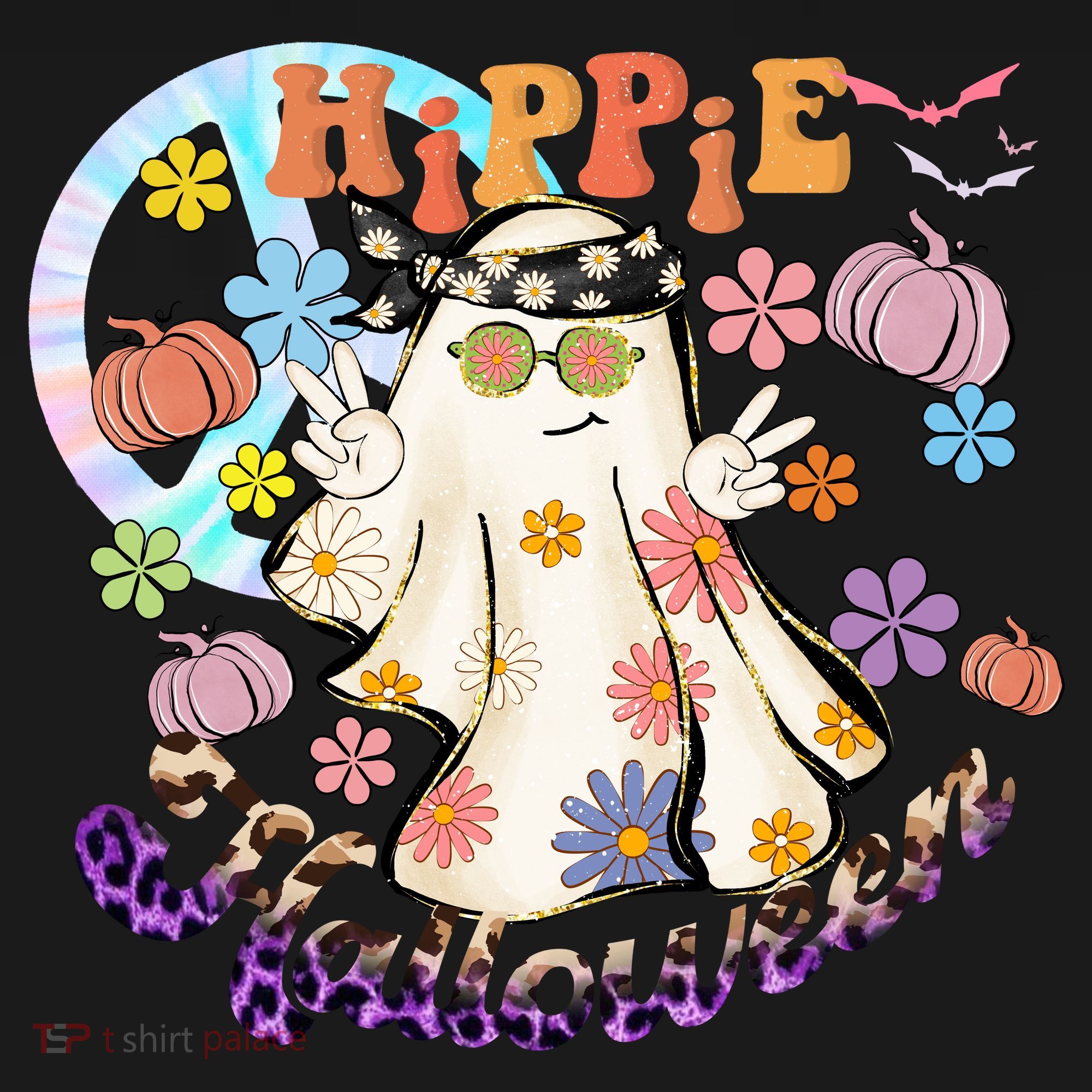 Hippie Halloween Spooky Floral Graphic Best Funny Halloween Shirts Visor