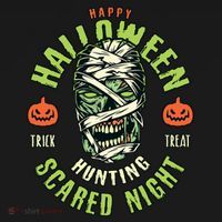 Happy Halloween Scared Night Mummy USA-Made Doggie Bandana thumb 2