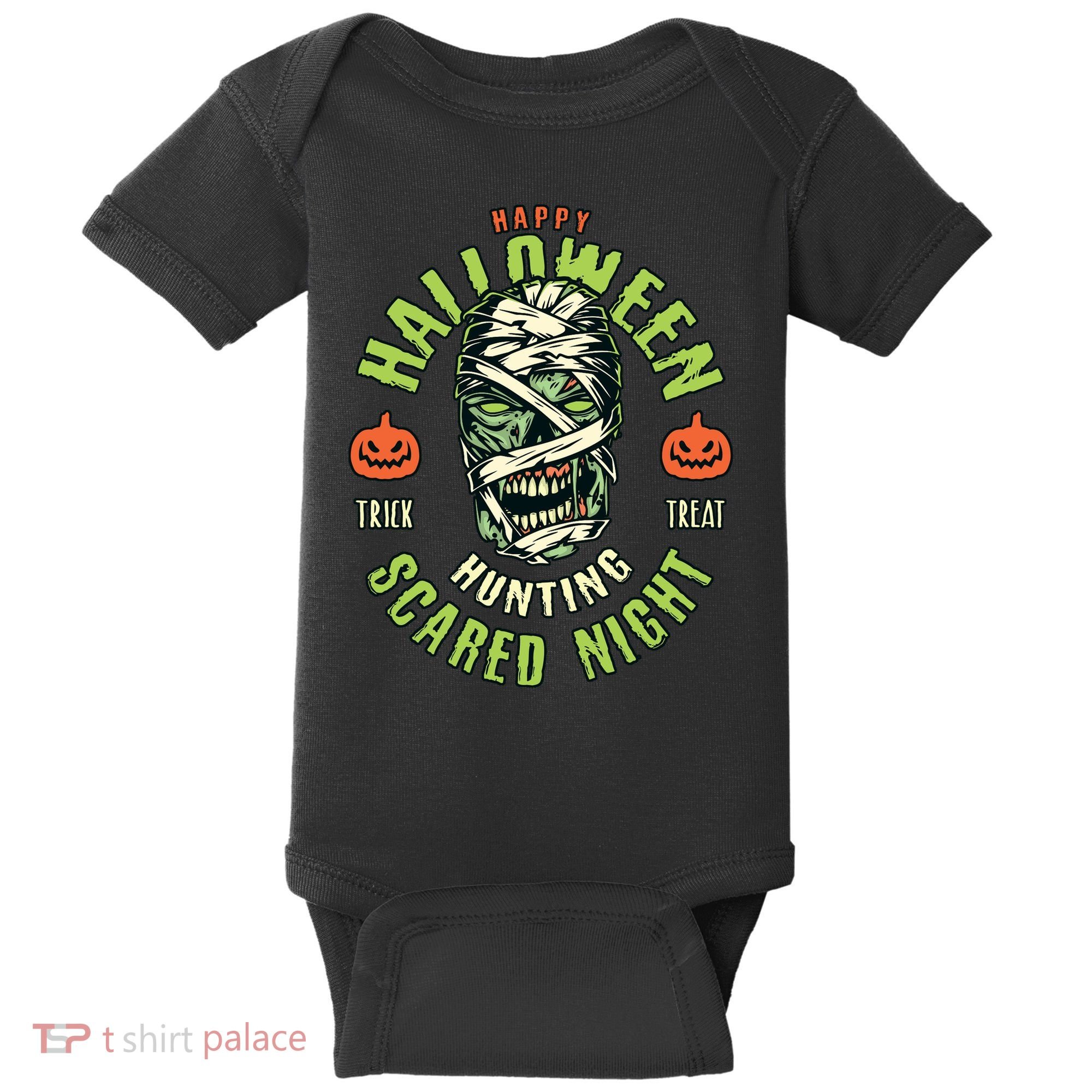 Happy Halloween Scared Night Mummy Baby Bodysuit