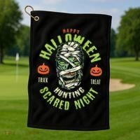 Happy Halloween Scared Night Mummy Golf Towel thumb 1
