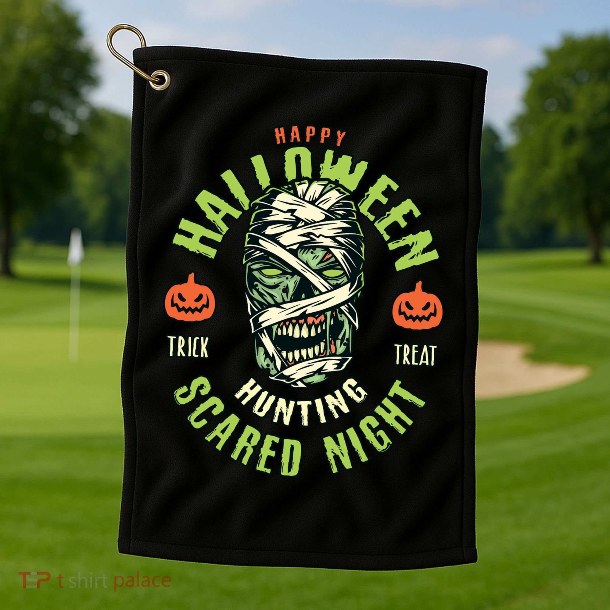 Happy Halloween Scared Night Mummy Golf Towel