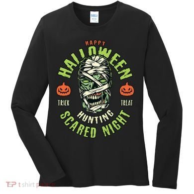 Happy Halloween Scared Night Mummy Women's Long Sleeve Shirt