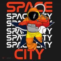 Town Houston Space City Vintage Baseball Astronaut T-Shirt thumb 7