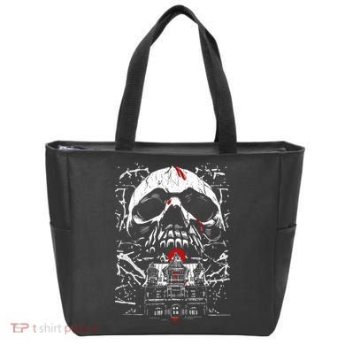 Haunted House Skull Tote Bag