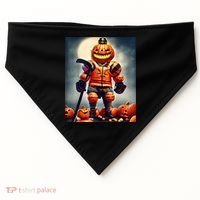 Halloween Hockey Season Pumpkin Player USA-Made Doggie Bandana thumb 0