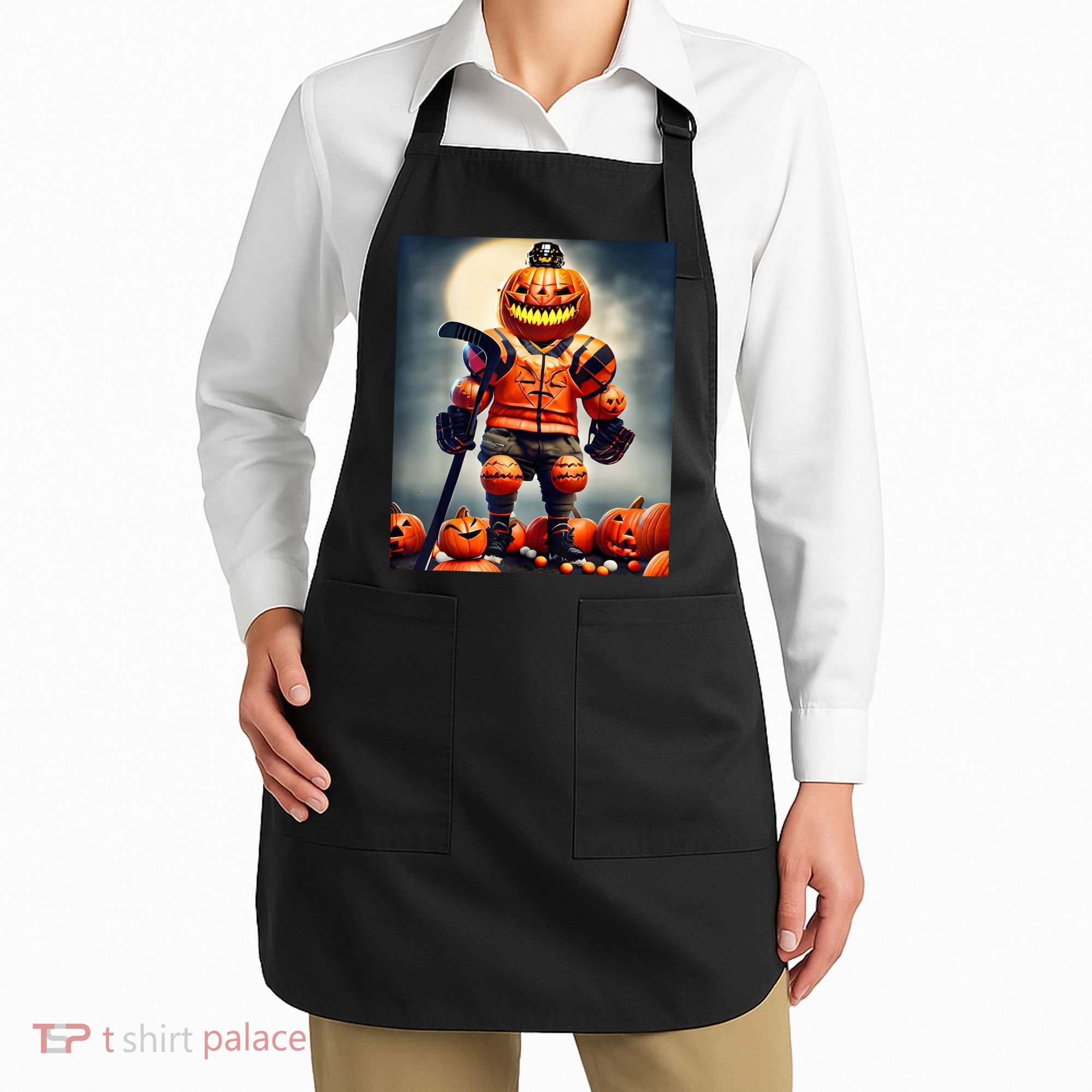 Halloween Hockey Season Pumpkin Player Apron