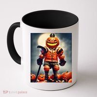 Halloween Hockey Season Pumpkin Player Coffee Mug thumb 0