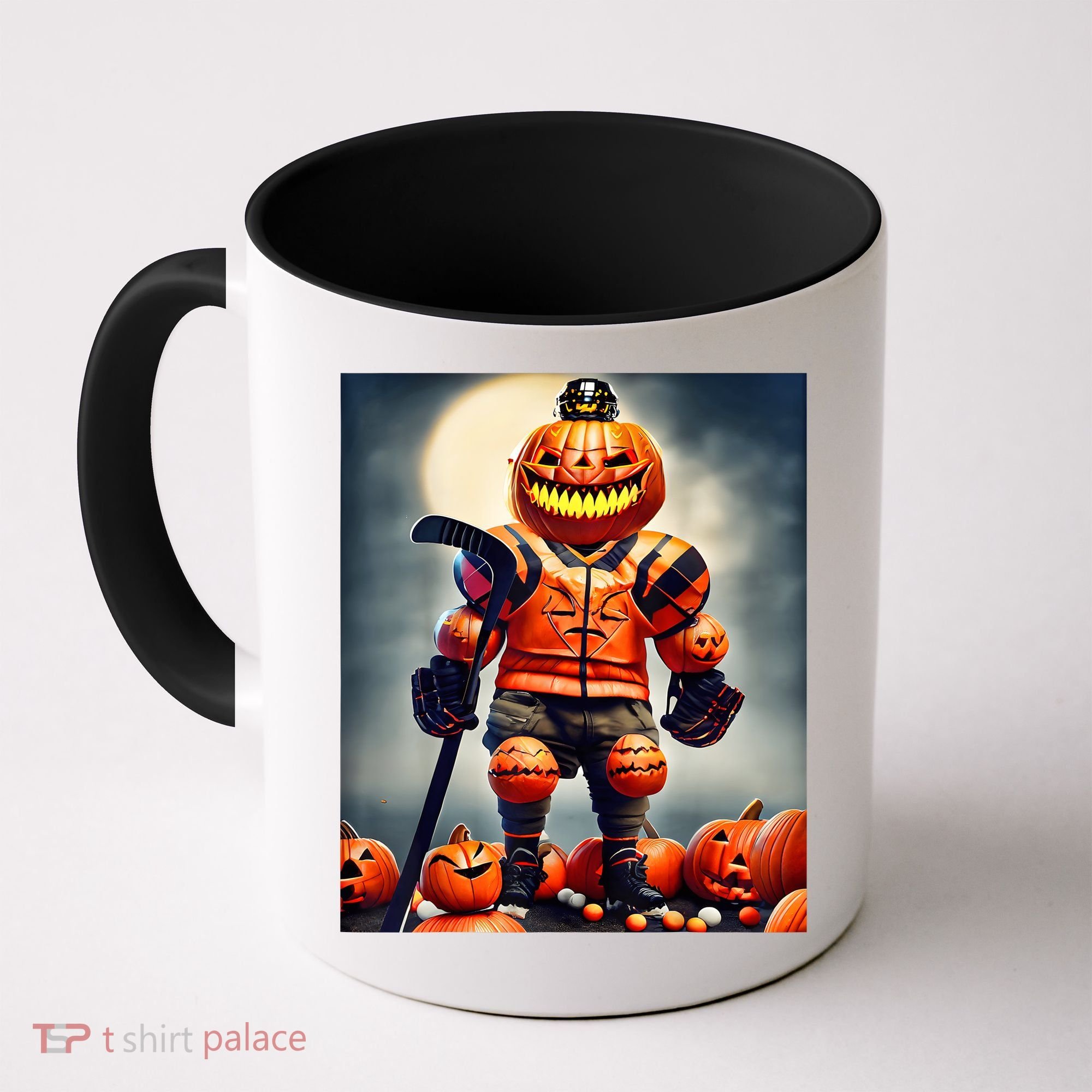 Halloween Hockey Season Pumpkin Player Coffee Mug