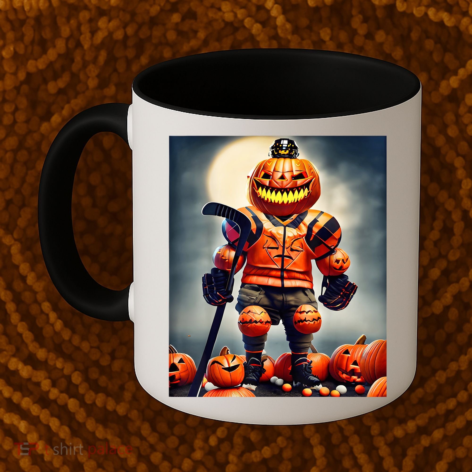 Halloween Hockey Season Pumpkin Player Coffee Mug