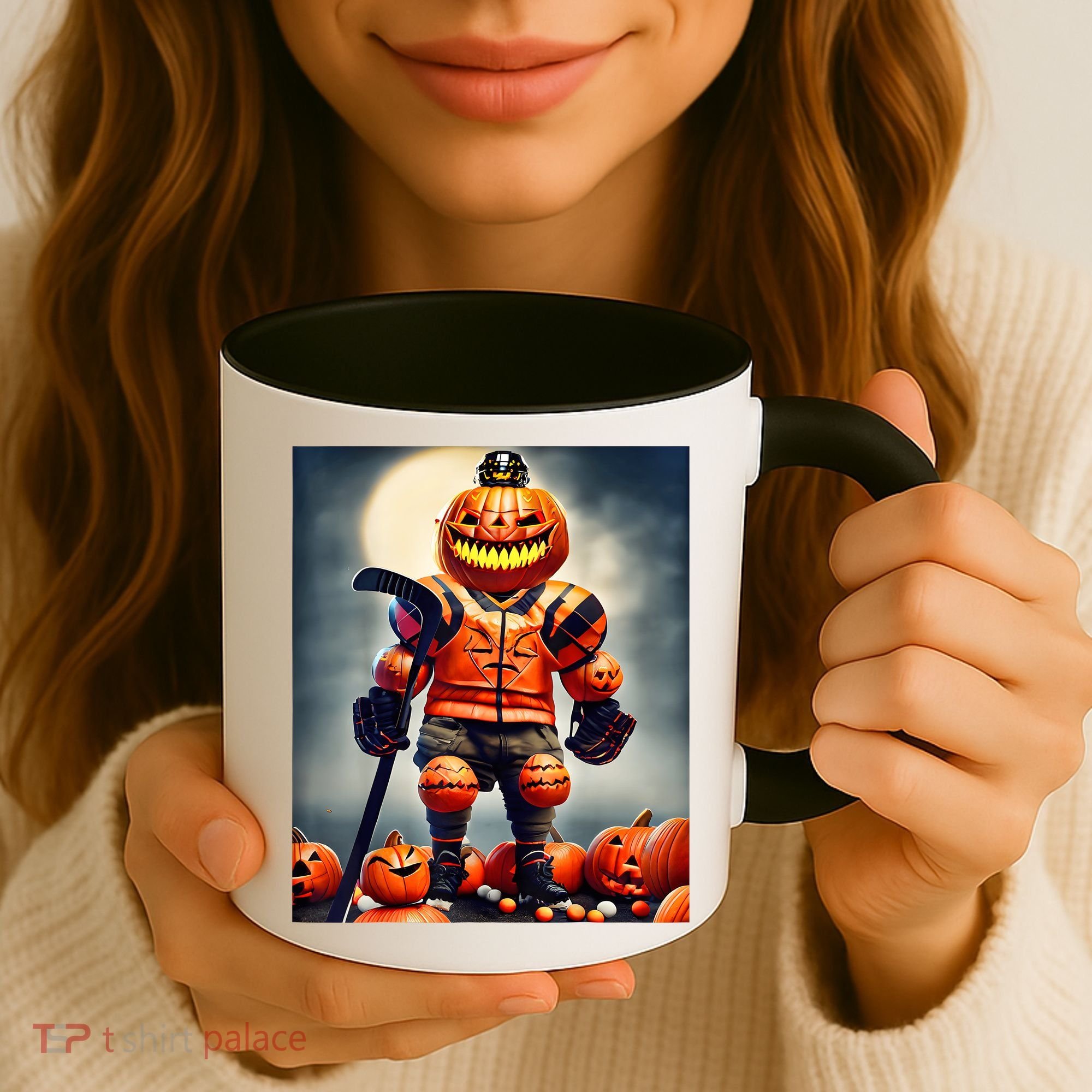 Halloween Hockey Season Pumpkin Player Coffee Mug