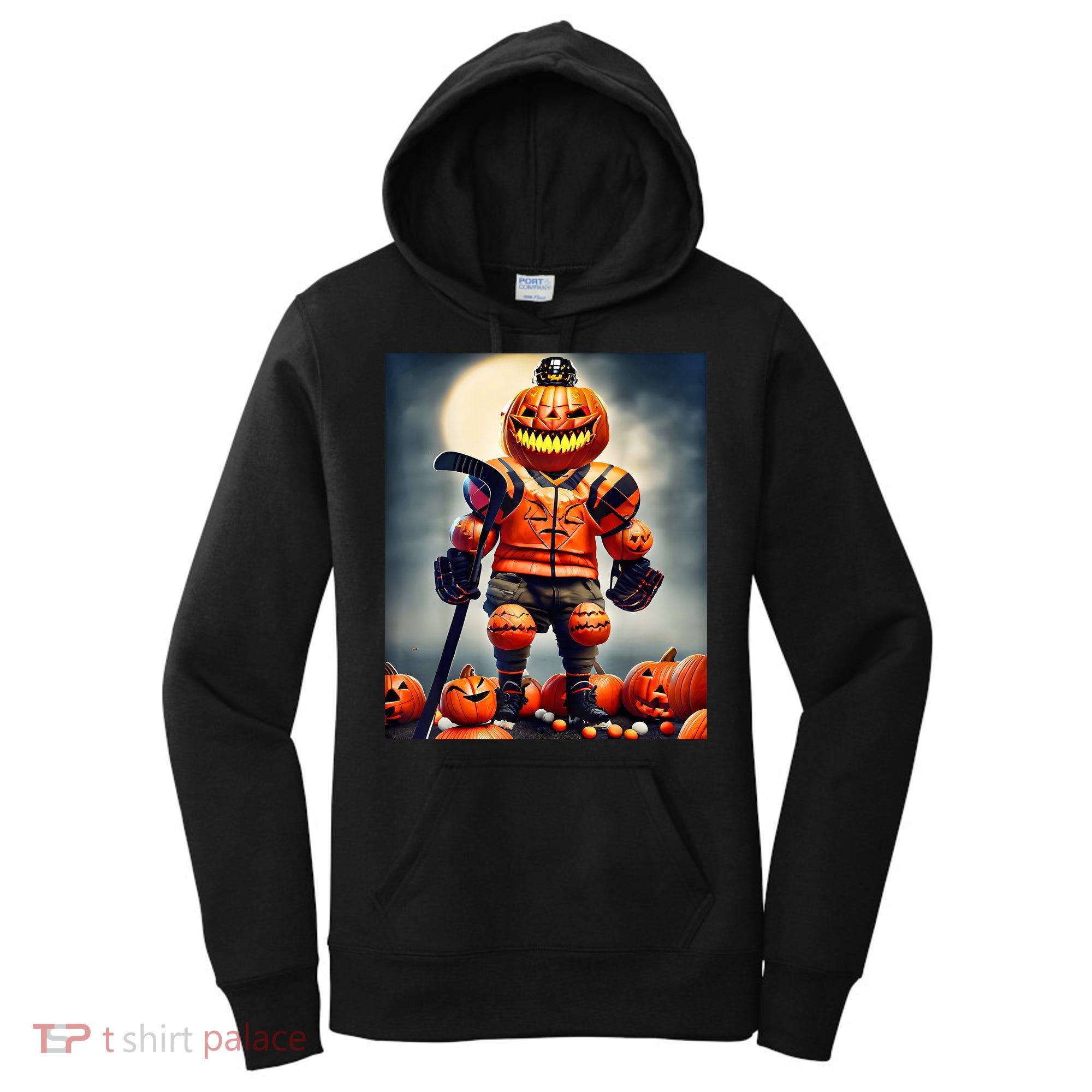 Halloween Hockey Season Pumpkin Player Women's Hoodie