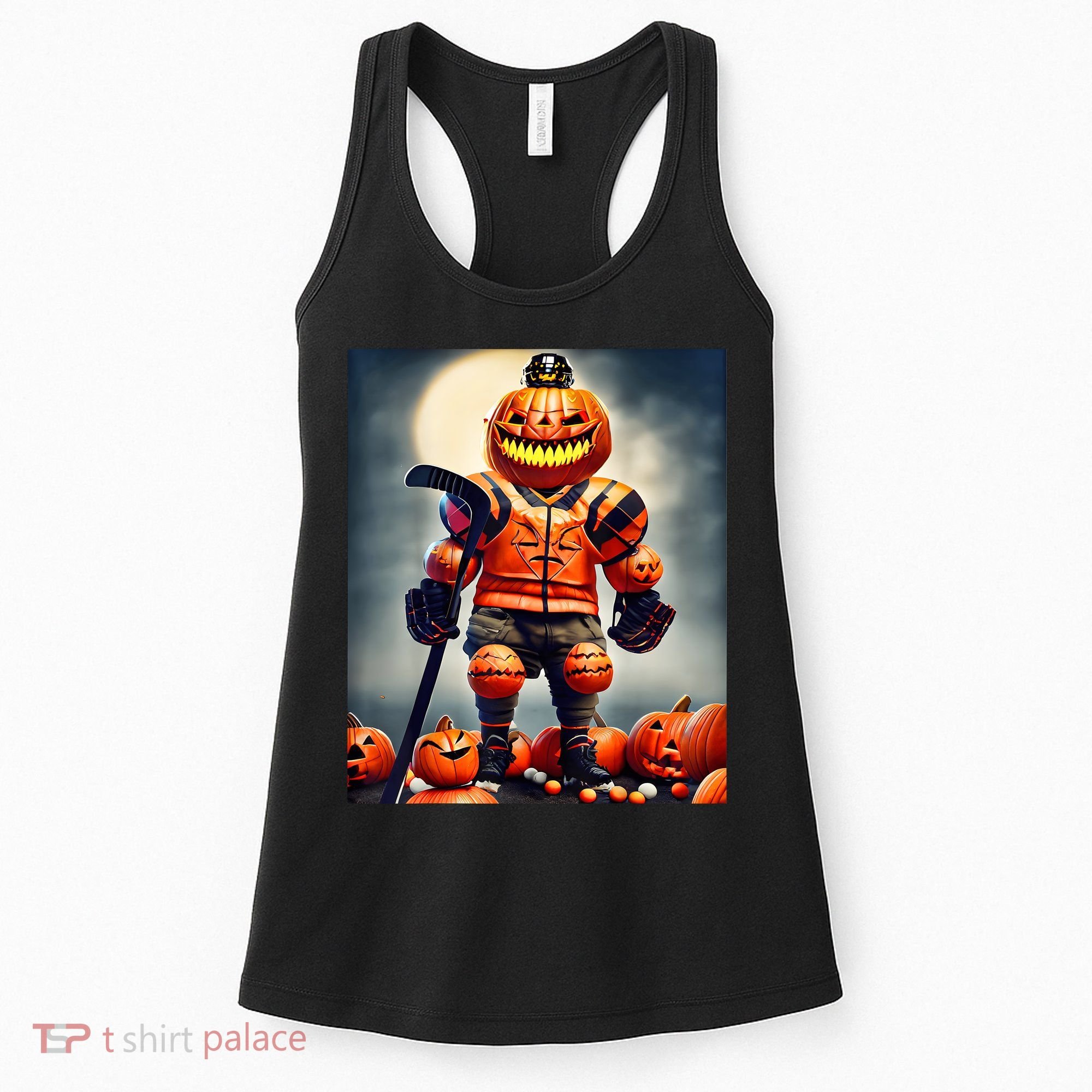 Halloween Hockey Season Pumpkin Player Women's Tank Top
