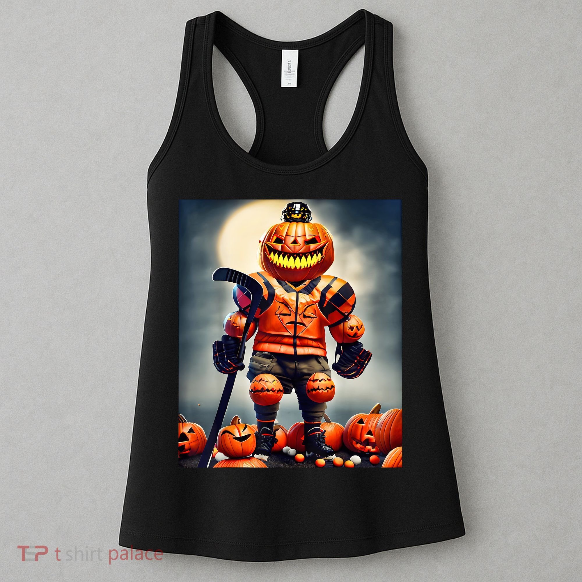 Halloween Hockey Season Pumpkin Player Women's Tank Top