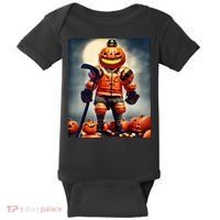 Halloween Hockey Season Pumpkin Player Baby Bodysuit thumb 0