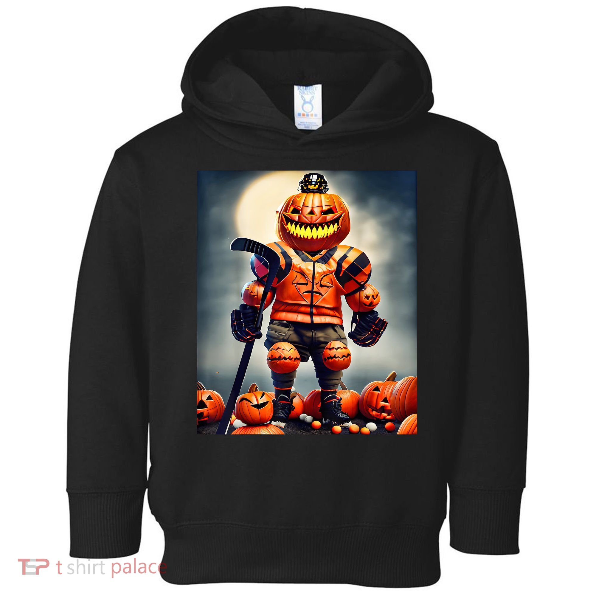 Halloween Hockey Season Pumpkin Player Toddler Hoodie
