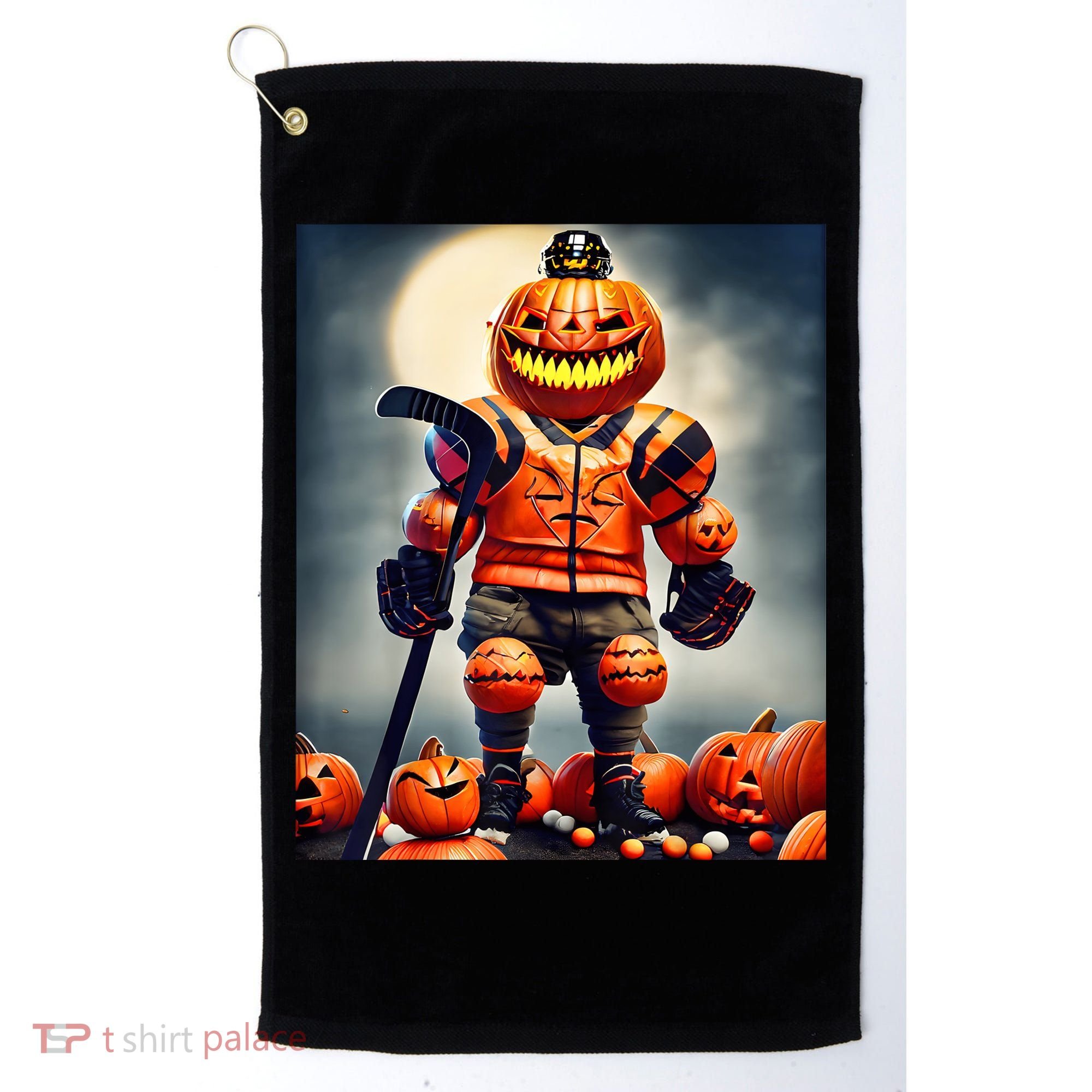 Halloween Hockey Season Pumpkin Player Golf Towel