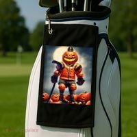 Halloween Hockey Season Pumpkin Player Golf Towel thumb 2