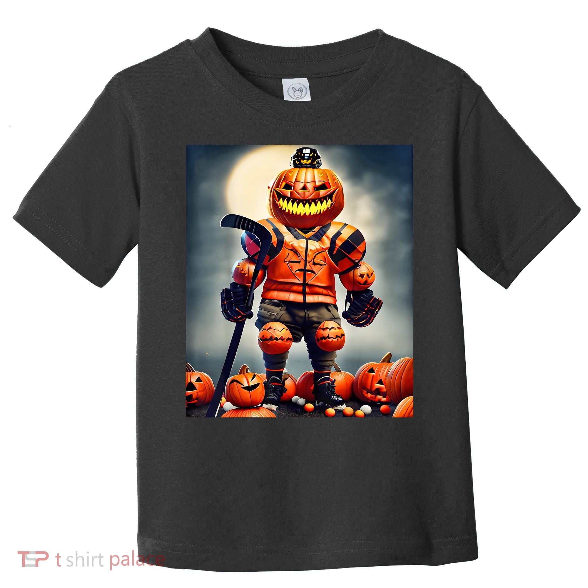 Halloween Hockey Season Pumpkin Player Toddler T-Shirt