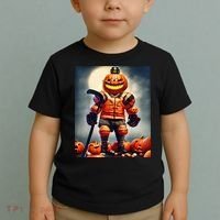 Halloween Hockey Season Pumpkin Player Toddler T-Shirt thumb 2