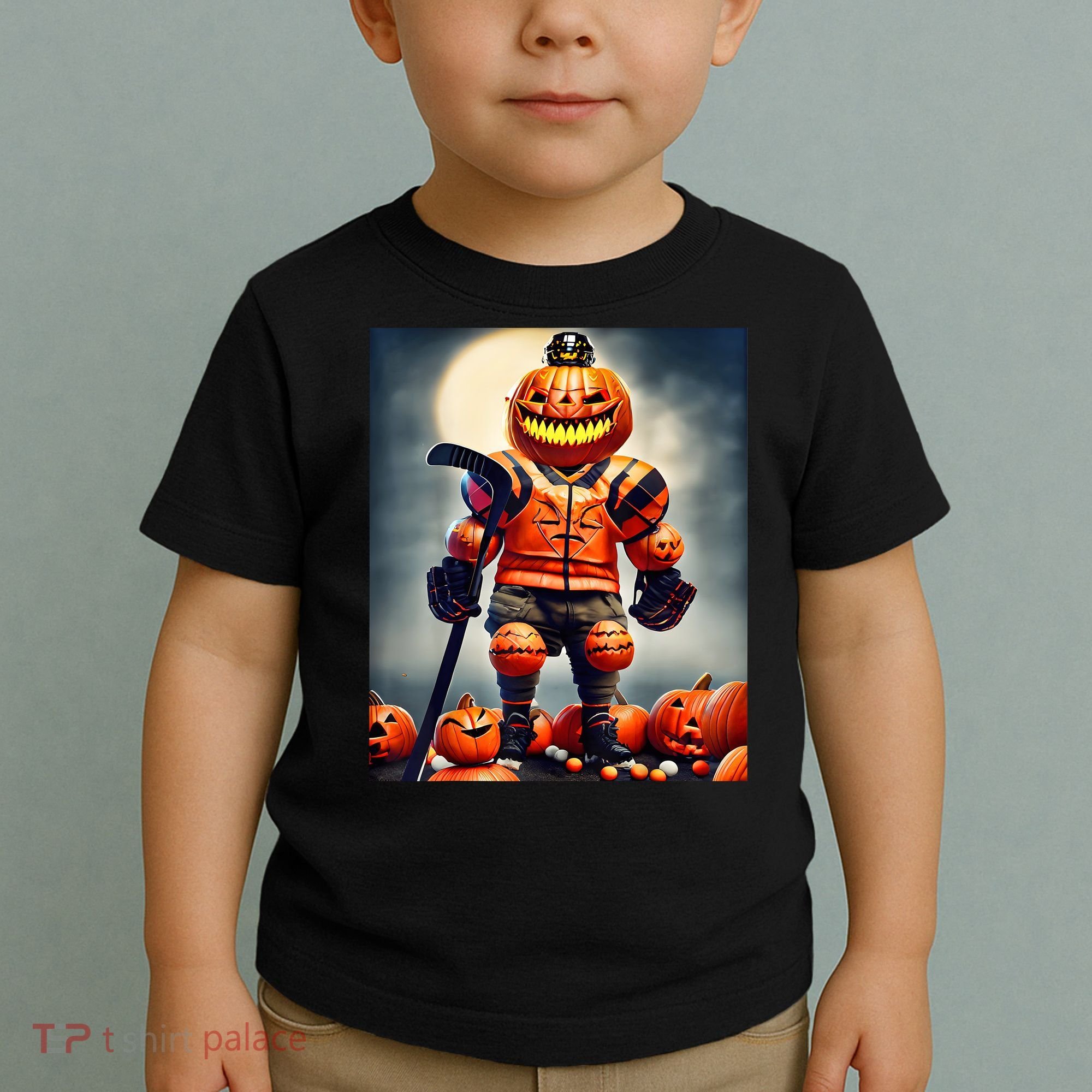 Halloween Hockey Season Pumpkin Player Toddler T-Shirt