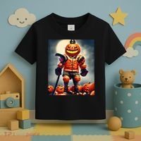 Halloween Hockey Season Pumpkin Player Toddler T-Shirt thumb 3