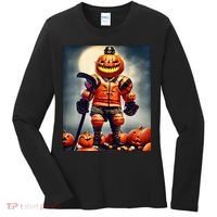 Halloween Hockey Season Pumpkin Player Women's Long Sleeve Shirt thumb 0