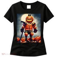 Halloween Hockey Season Pumpkin Player Women's T-Shirt thumb 0