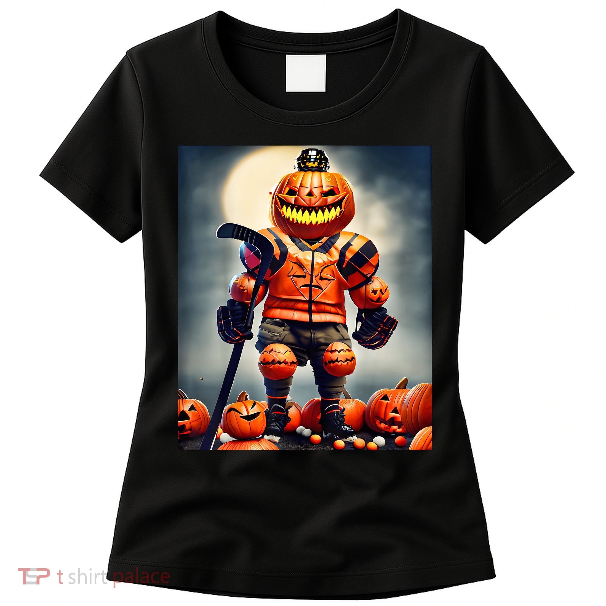 Halloween Hockey Season Pumpkin Player Women's T-Shirt