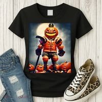 Halloween Hockey Season Pumpkin Player Women's T-Shirt thumb 3