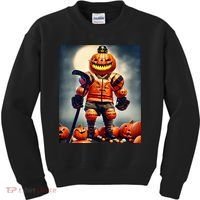 Halloween Hockey Season Pumpkin Player Kids Sweatshirt thumb 0