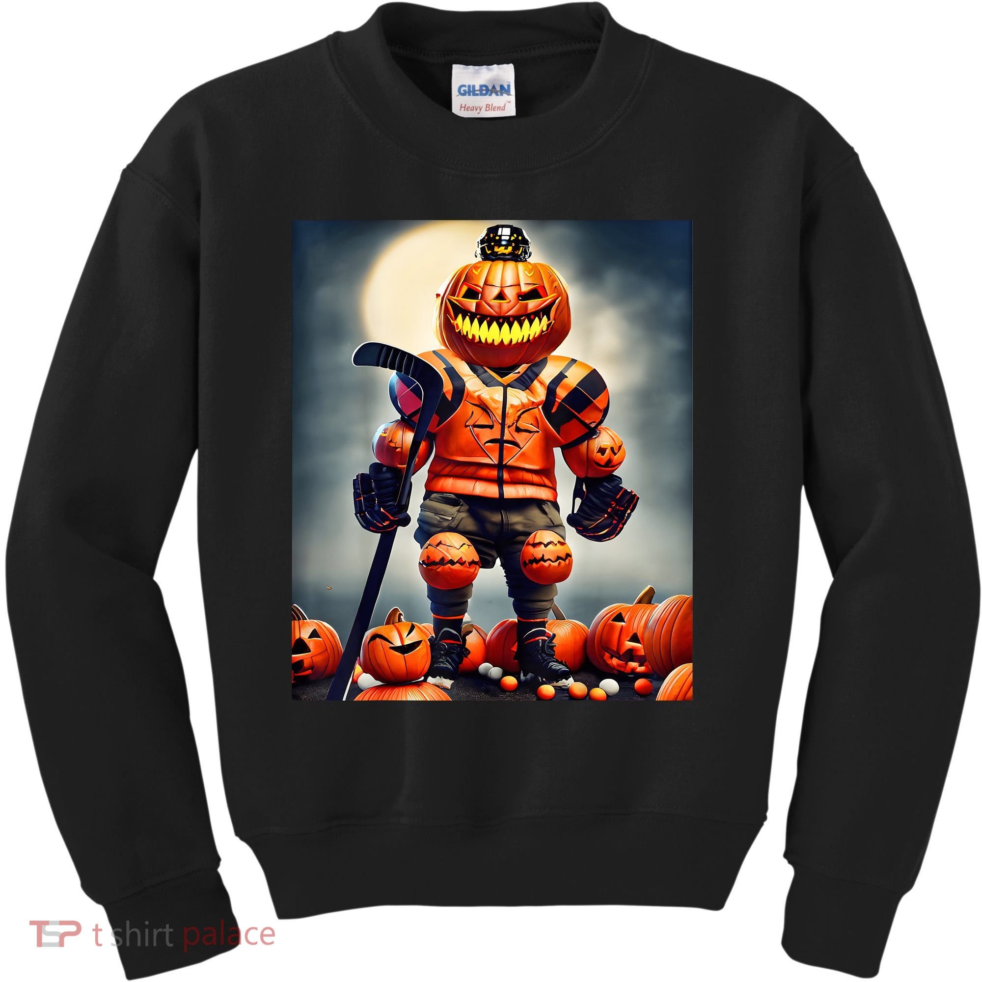 Halloween Hockey Season Pumpkin Player Kids Sweatshirt