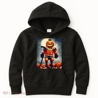 Halloween Hockey Season Pumpkin Player Kids Hoodie thumb 0