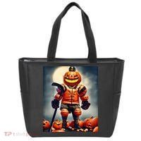 Halloween Hockey Season Pumpkin Player Tote Bag thumb 0