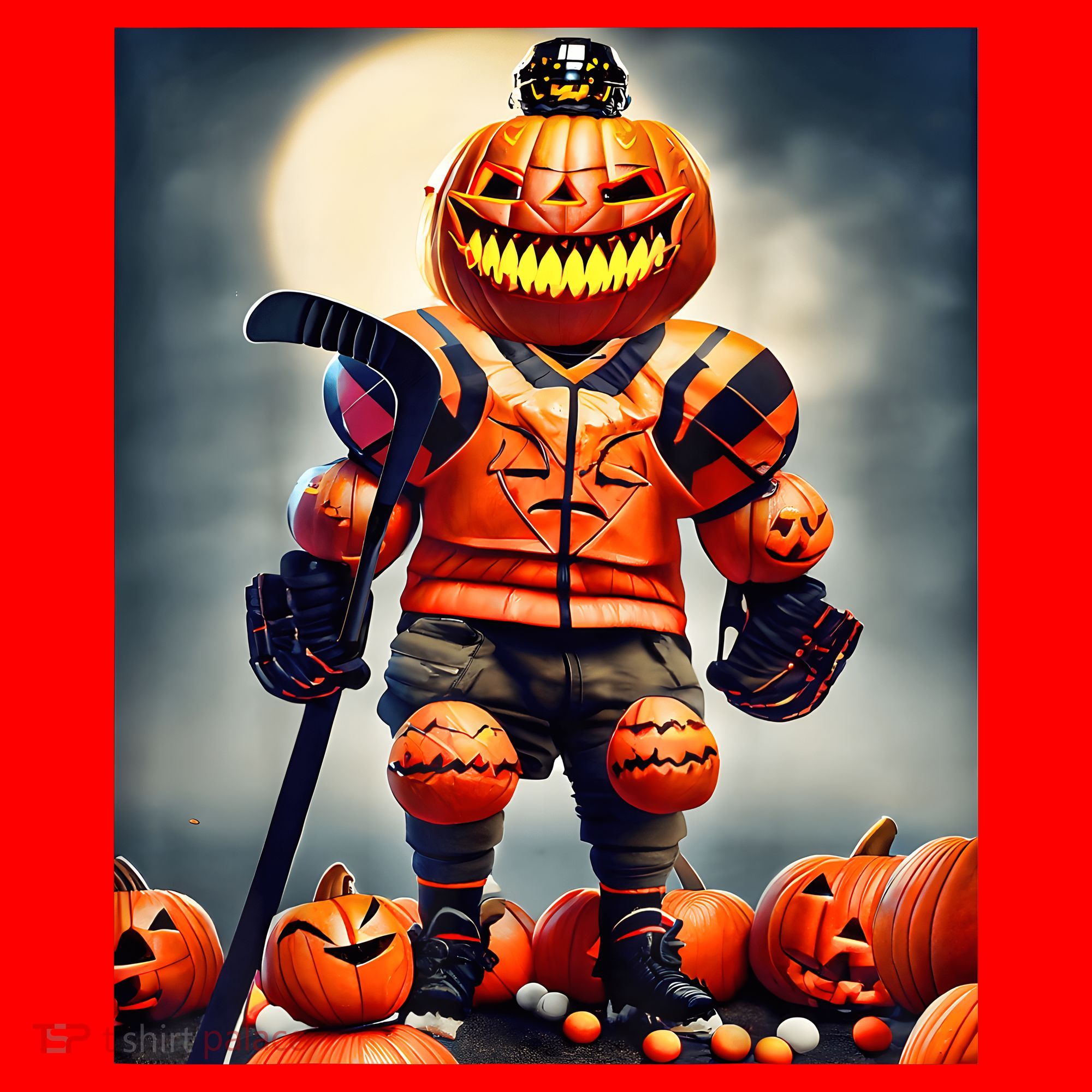 Halloween Hockey Season Pumpkin Player Santa Hat