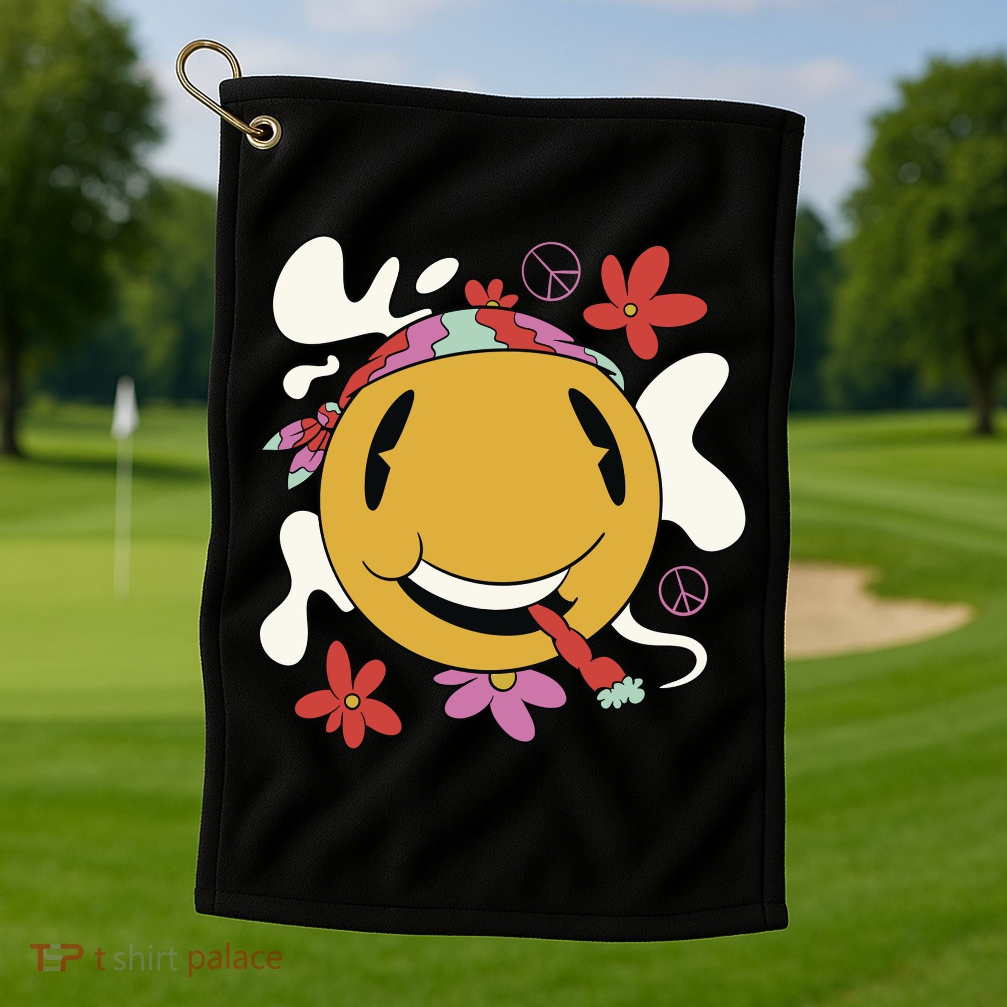 Happy Hippie Smoke Golf Towel