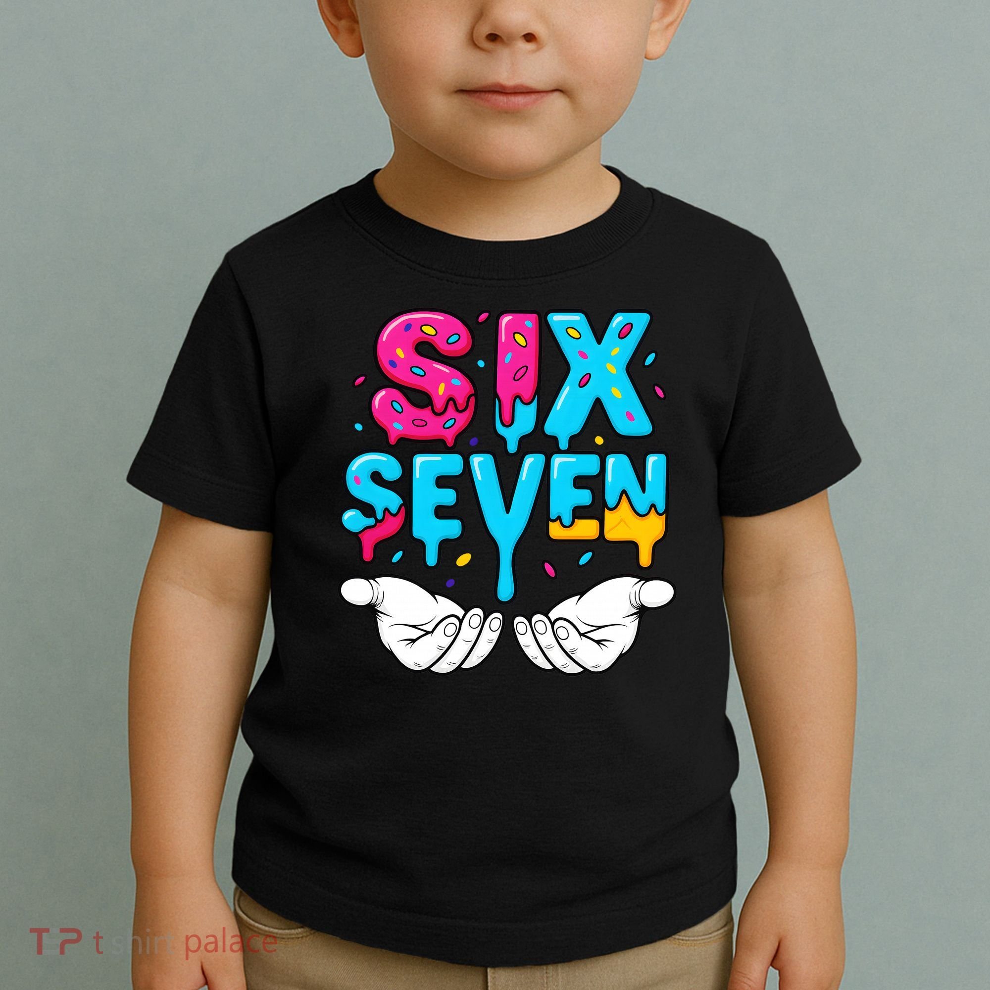 Hand Hold Six Seven Ice Cream Drip 6-7 Toddler T-Shirt