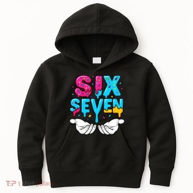 Hand Hold Six Seven Ice Cream Drip 6-7 Kids Hoodie
