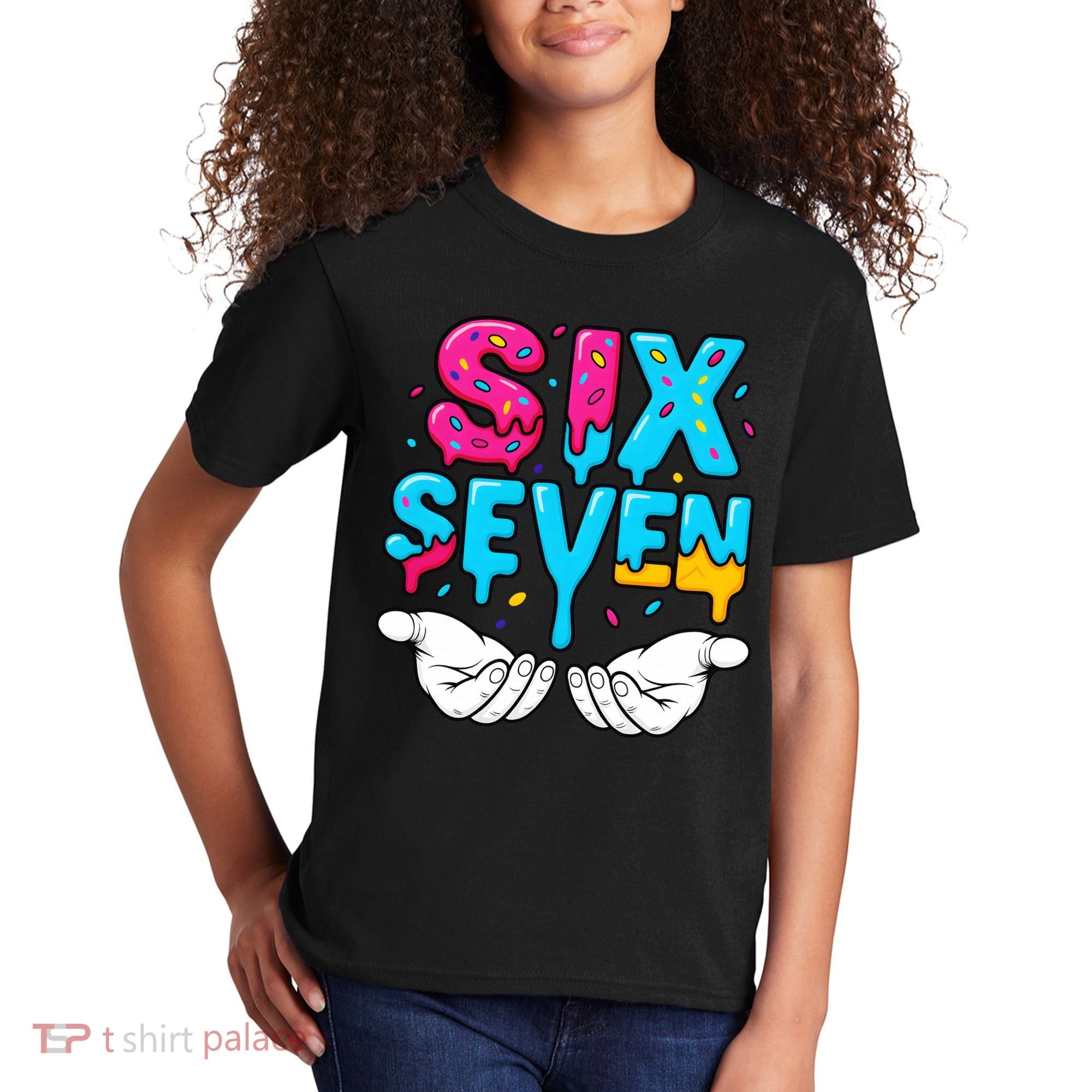 Hand Hold Six Seven Ice Cream Drip 6-7 Kids T-Shirt