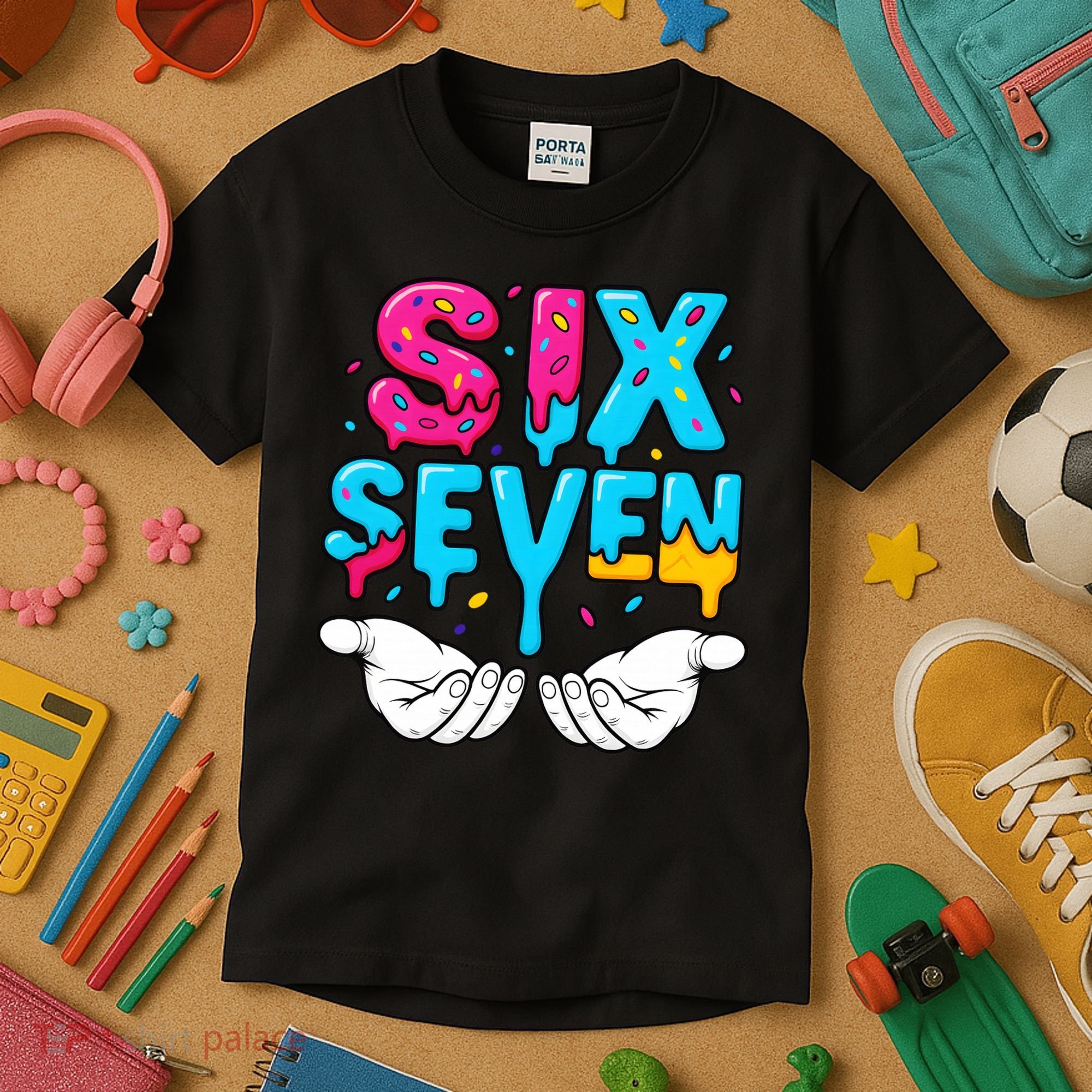 Hand Hold Six Seven Ice Cream Drip 6-7 Kids T-Shirt