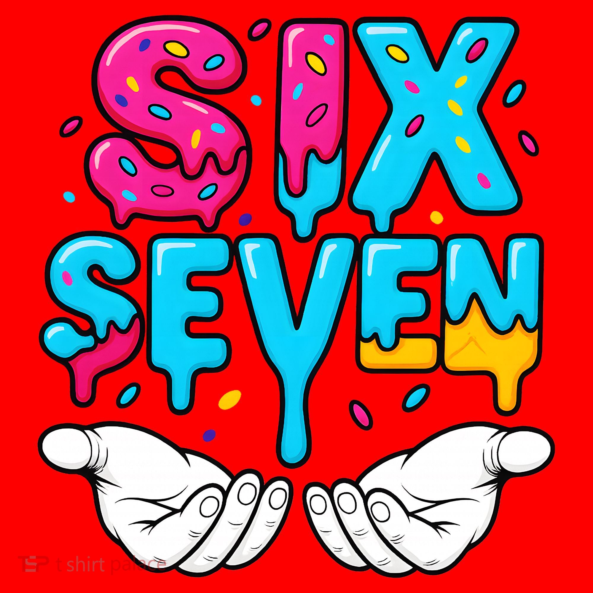 Hand Hold Six Seven Ice Cream Drip 6-7 Santa Hat