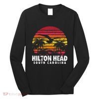 Hilton Head South Carolina Retro Sunset Style Beach Island Long Sleeve Shirt thumb 0