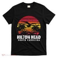 Hilton Head South Carolina Retro Sunset Style Beach Island T-Shirt thumb 0