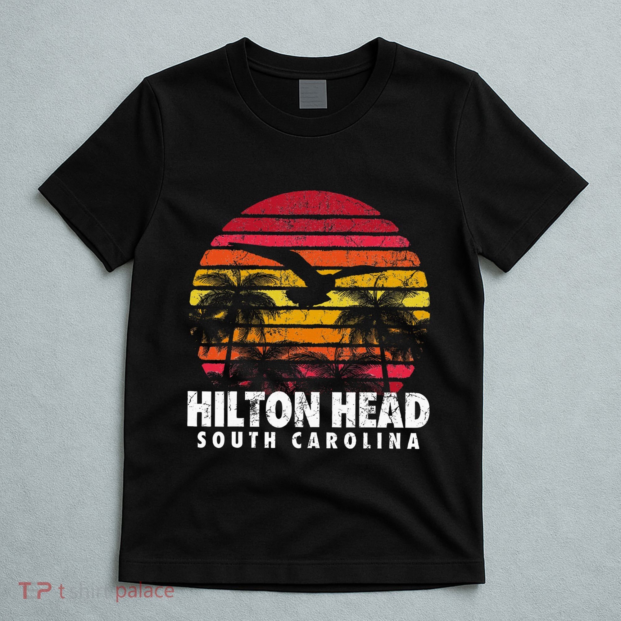 Hilton Head South Carolina Retro Sunset Style Beach Island T-Shirt