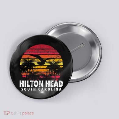 Hilton Head South Carolina Retro Sunset Style Beach Island Button