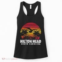Hilton Head South Carolina Retro Sunset Style Beach Island Women's Tank Top thumb 0