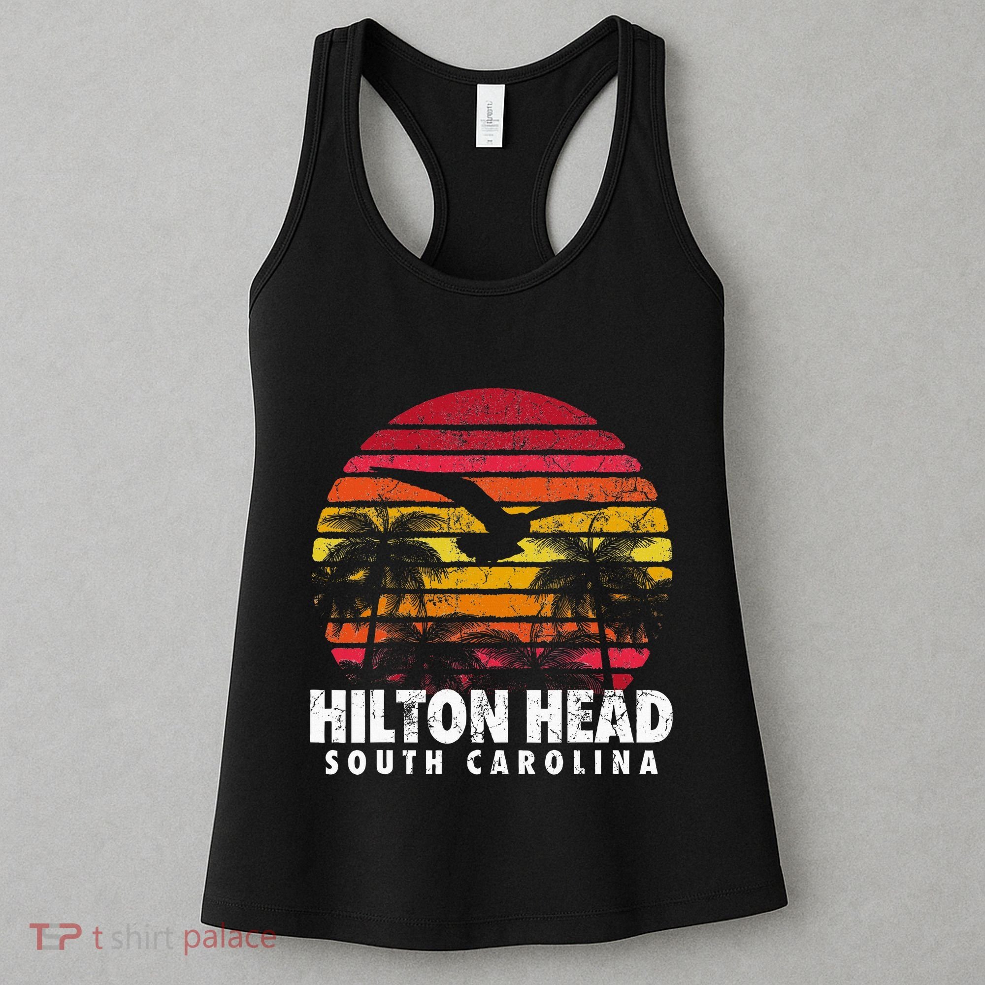 Hilton Head South Carolina Retro Sunset Style Beach Island Women's Tank Top